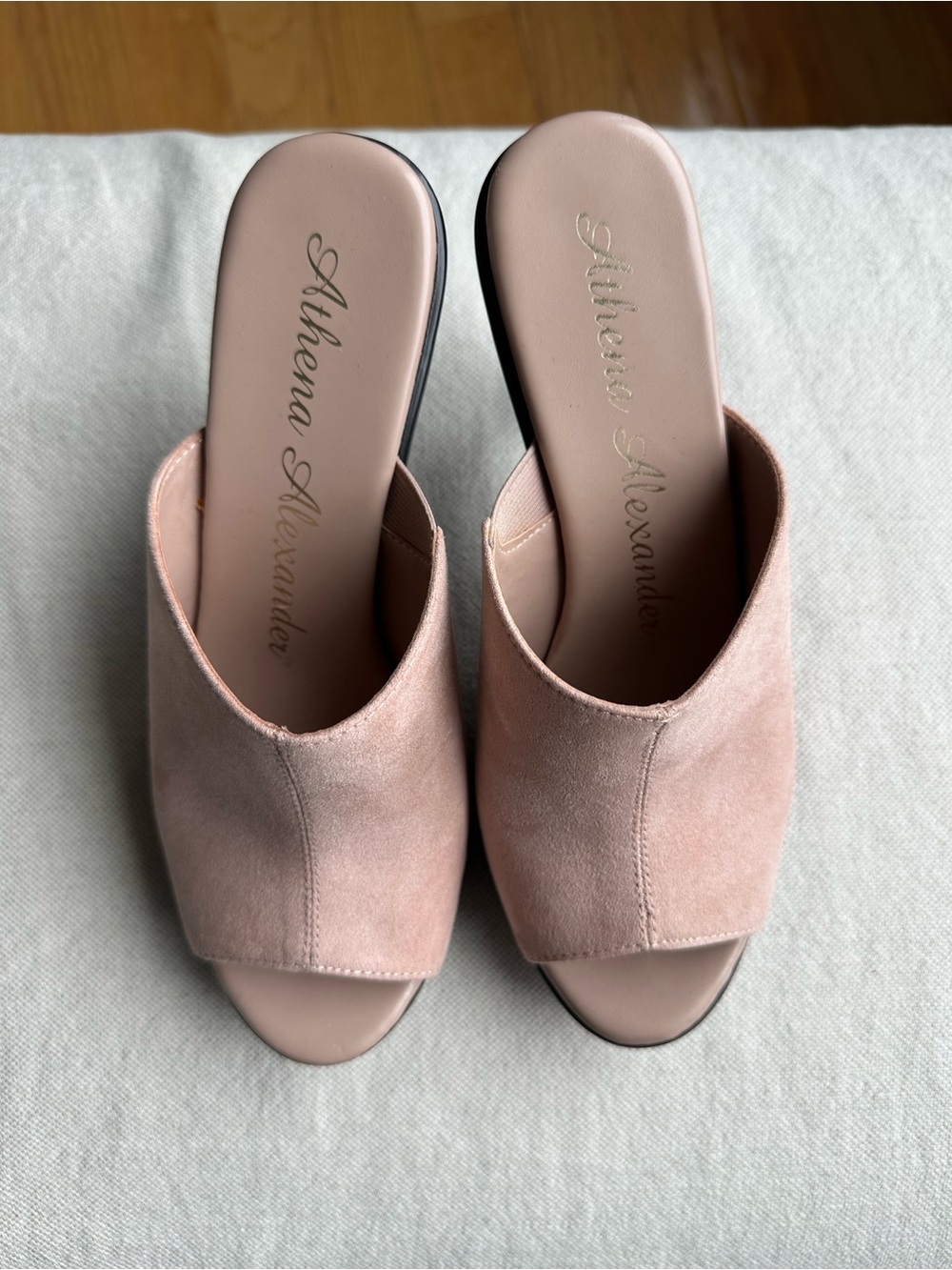 Athena Alexander Blush Suede Open-Toe Slide Mules